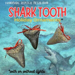 Handmade Megalodon Shark Tooth Ornaments